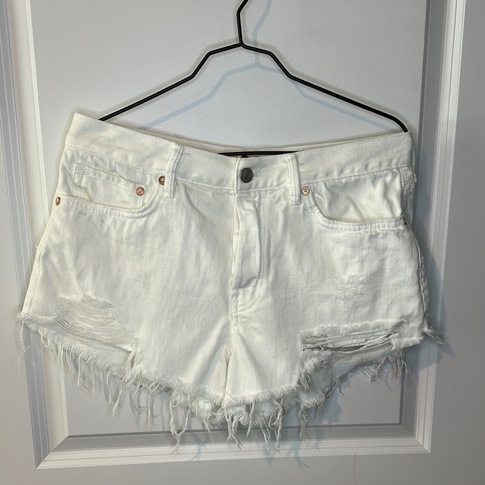We The Free White Distressed boho festival Jean Shorts